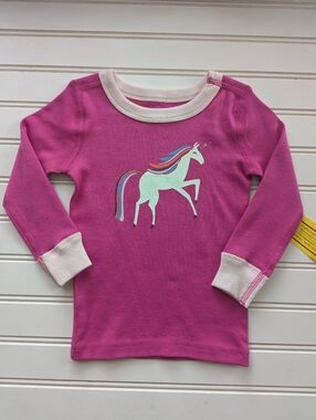 Hanna Andersson Hot Pink Unicorn Long-Sleeve Pajama Top